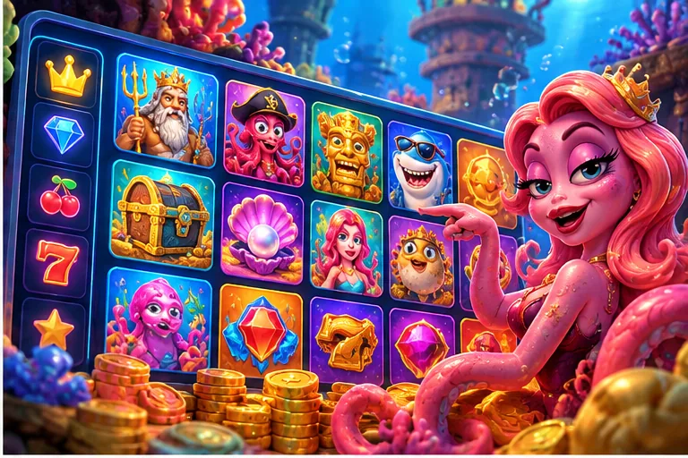 Mermaid presenting the Spinbob slot lobby